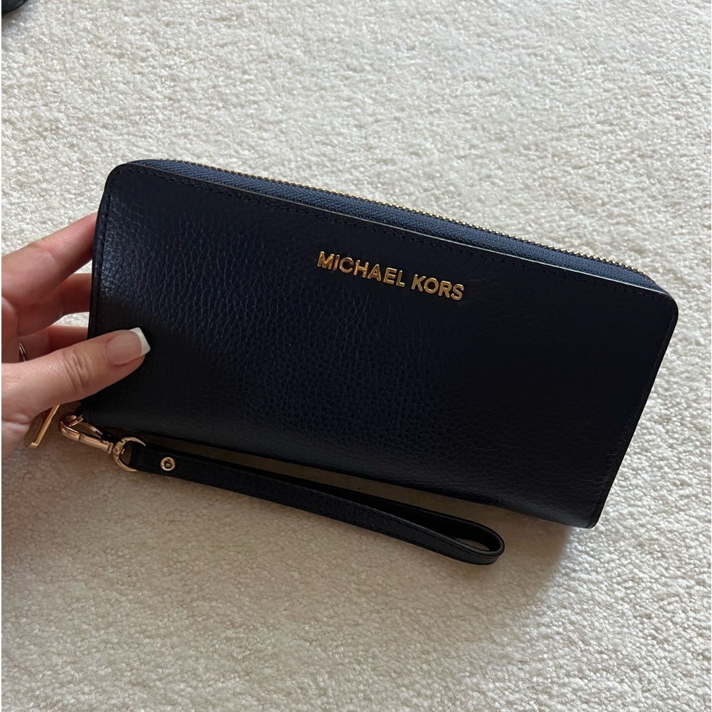 Navy and Gold Michael Kors Wristlet Wallet